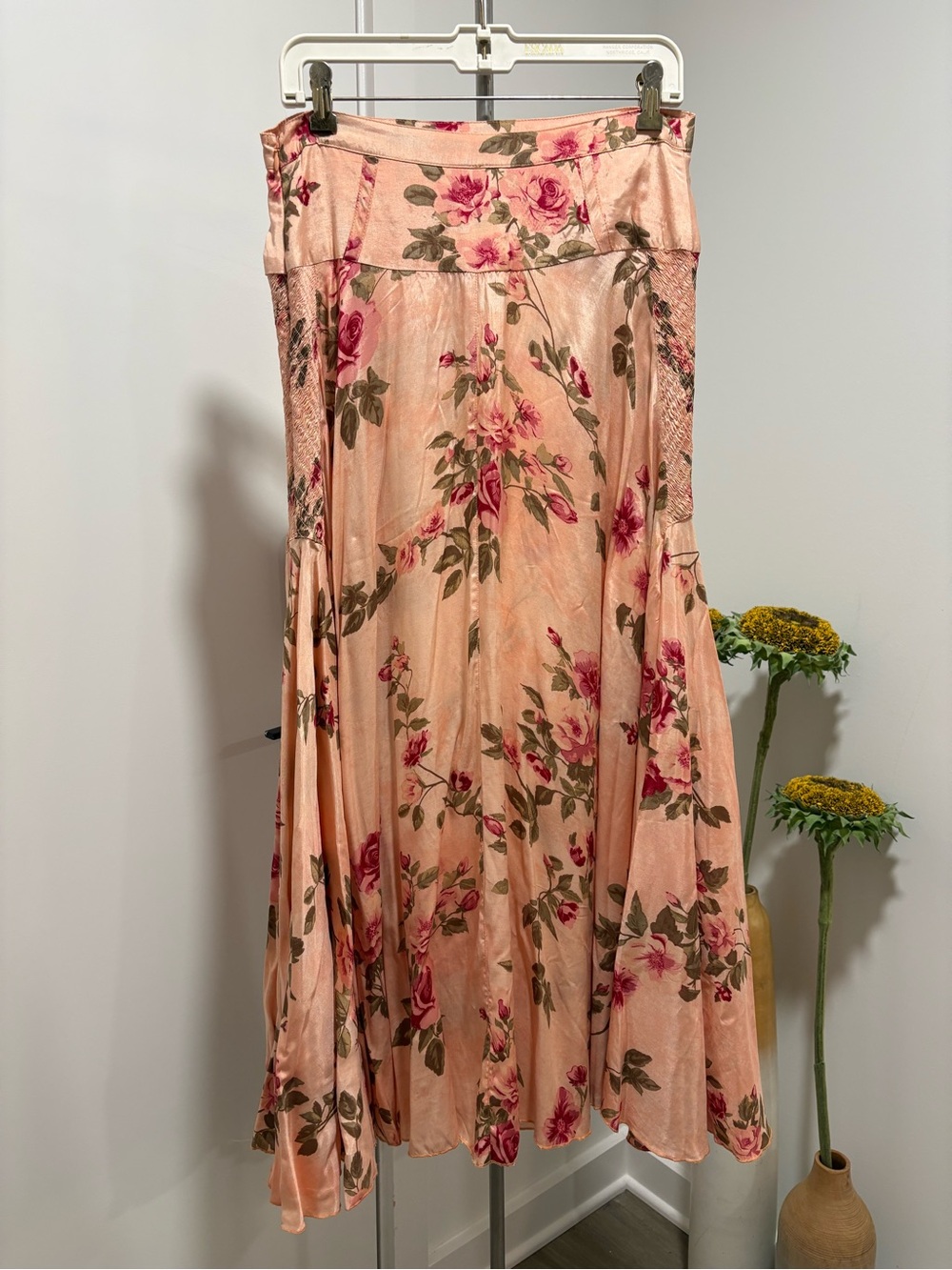 Free People Rowan Floral Maxi Skirt with Pink Rose Print